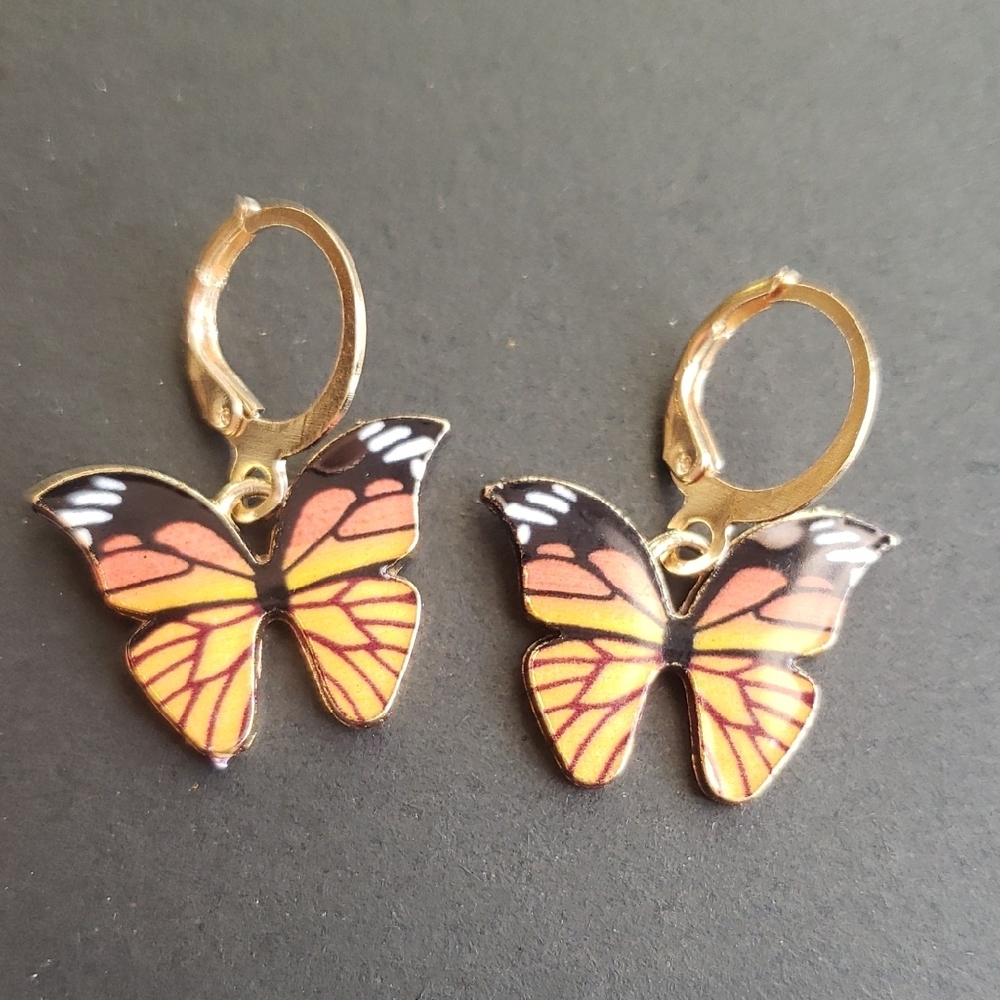 Orange/Black Butterfly Earrings 🦋